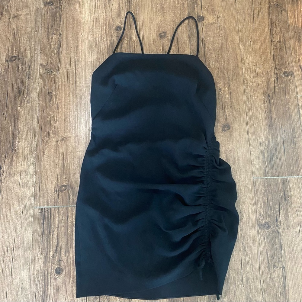 ZARA Black Ruched mini DRESS Small